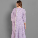 Women Purple Ethnic Motifs Embroidered Mirror Work Kurta with Trousers & Dupatta