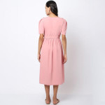 Pink Crepe Maternity Midi Dress